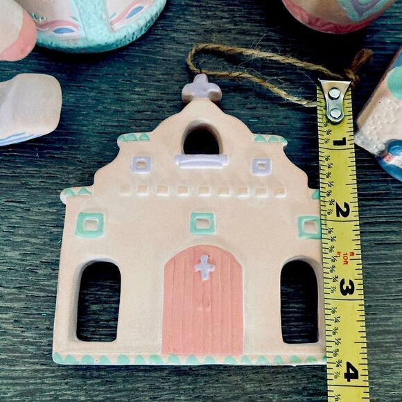 Southwest Indian 5-pc Handmade Clay Christmas Ornaments - Picture 2 of 5